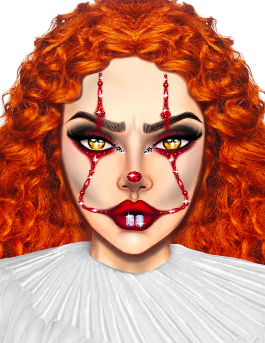 Bijoux pour visage adhésifs clown effrayant