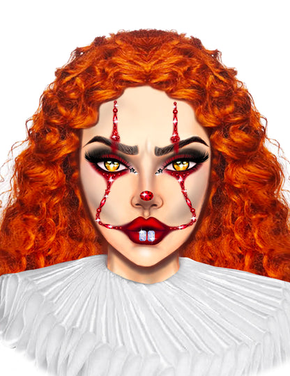 Bijoux pour visage adhésifs clown effrayant