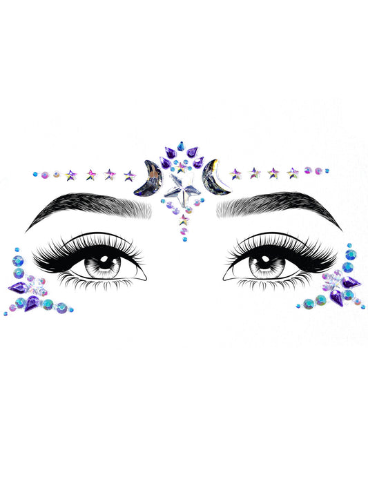 Bijoux pour visage adhésifs lunaire