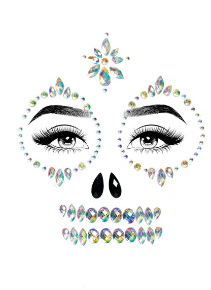 Bijoux pour visage adhésifs squelette