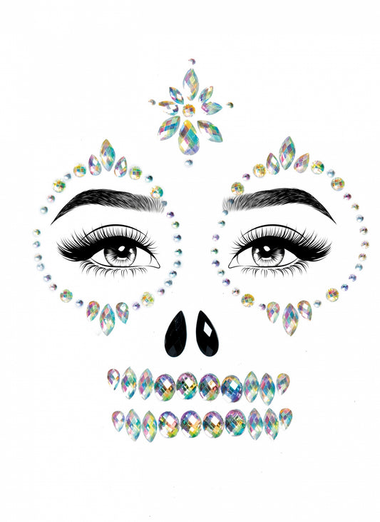 Bijoux pour visage adhésifs squelette