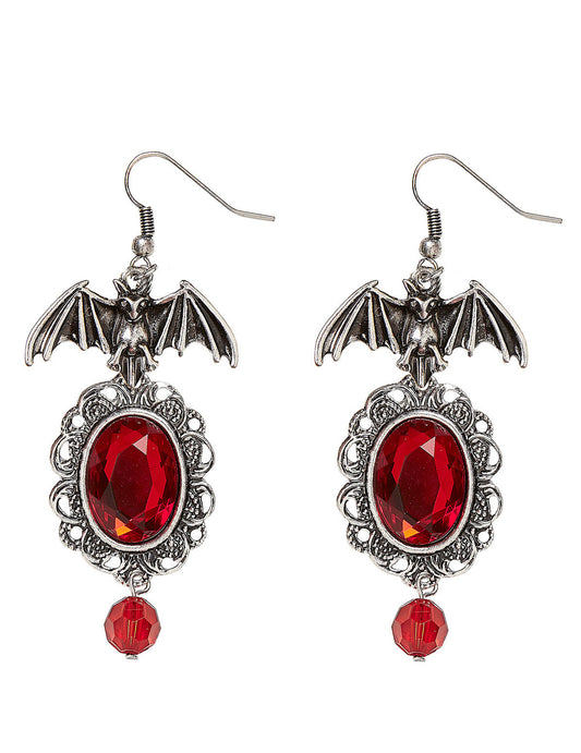 Boucles d'oreilles chauve souris gothique rouge femme Halloween