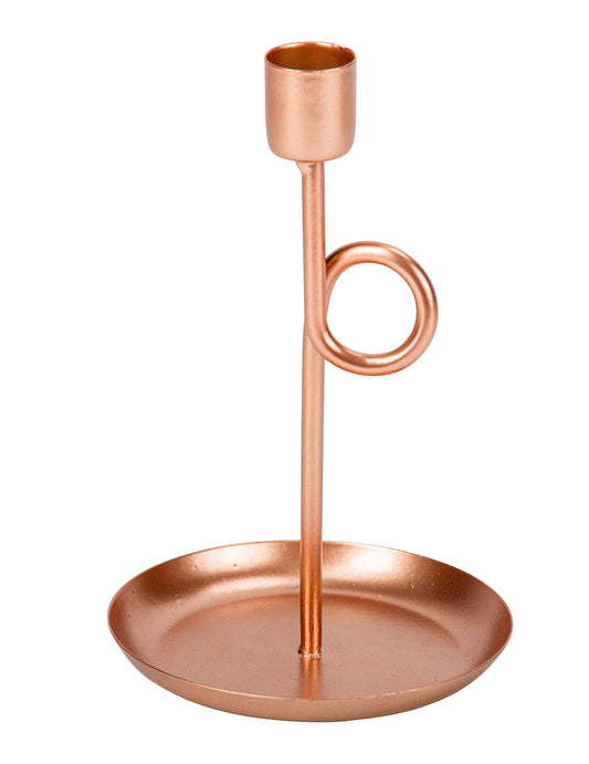 Bougeoir sur pied en laiton rose gold 16,5 cm