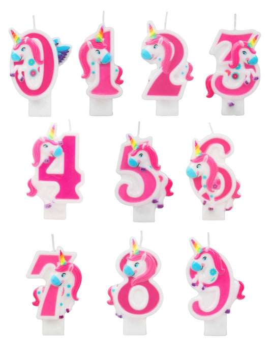 Bougie chiffre rose licorne 14 cm