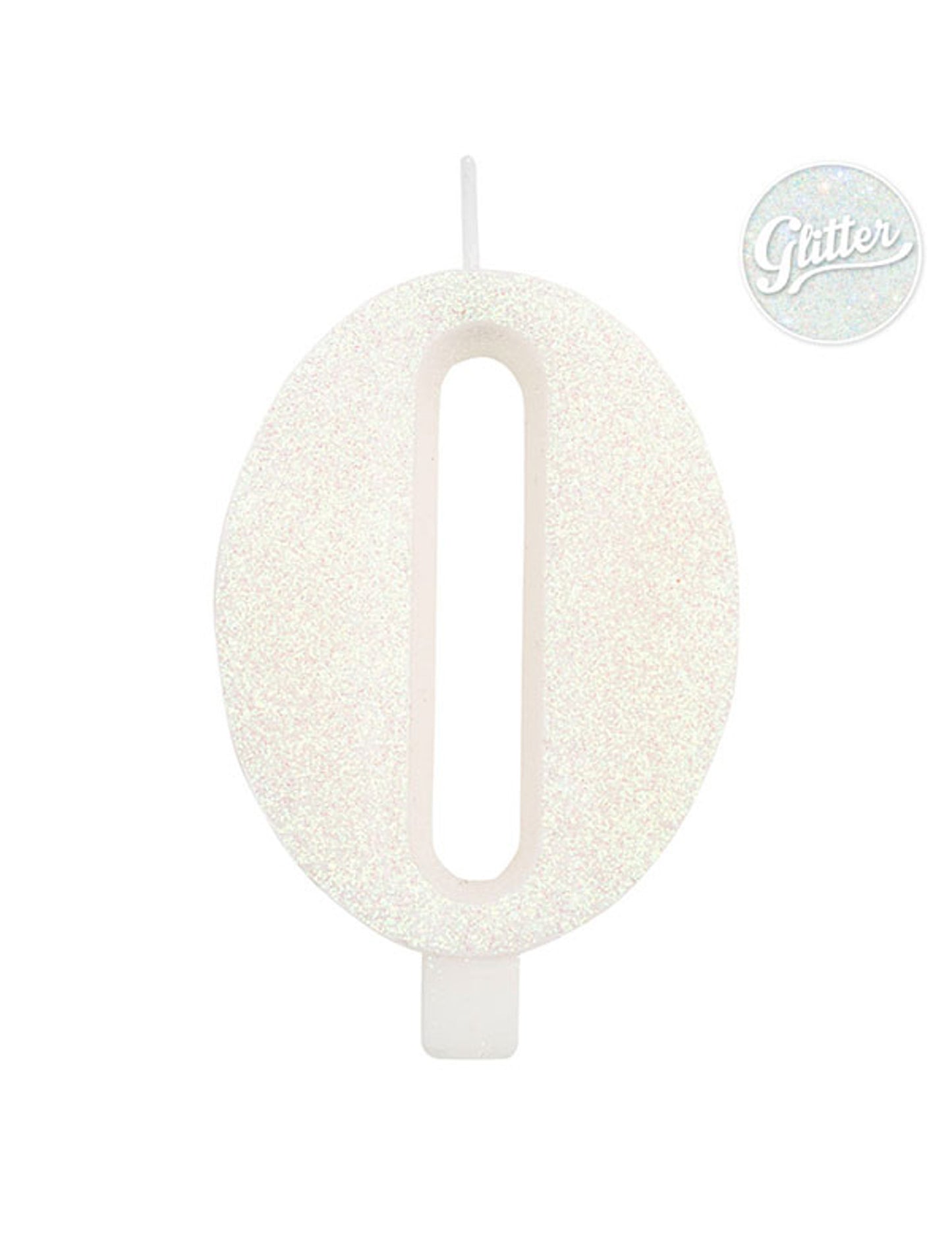 Bougie anniversaire chiffre blanche pailletée 9,5 cm