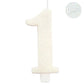 Bougie anniversaire chiffre blanche pailletée 9,5 cm