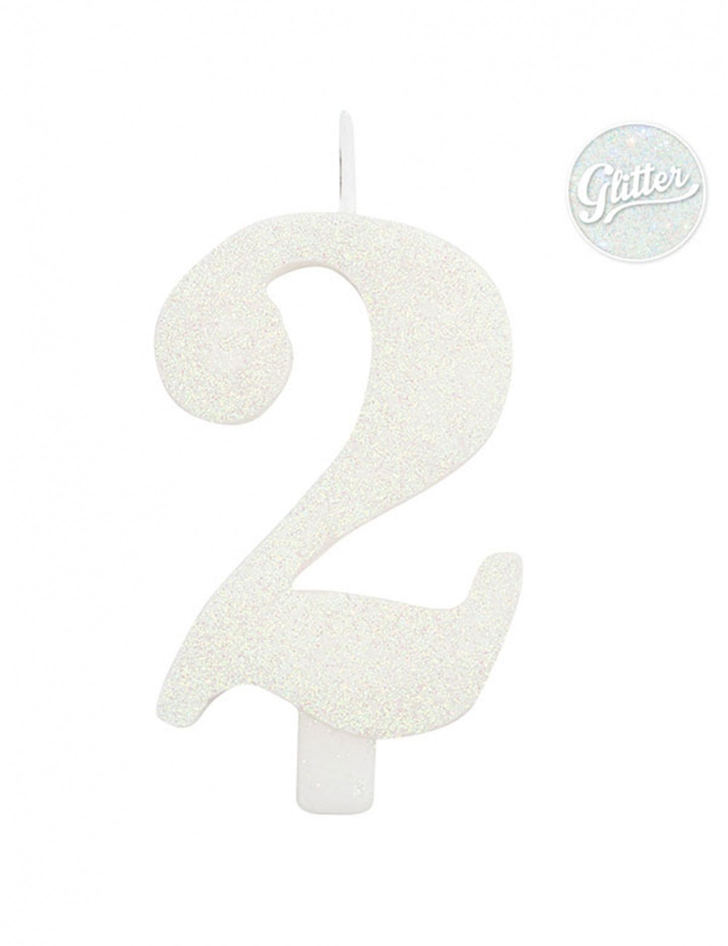 Bougie anniversaire chiffre blanche pailletée 9,5 cm