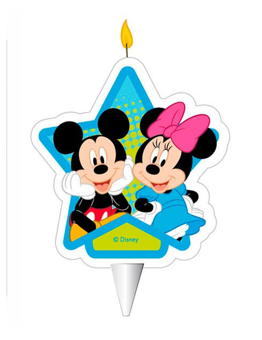 Bougie d'anniversaire Mickey et Minnie 7,5 cm