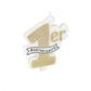 Bougie 1er anniversaire paillettes champagne 10 x 8 cm