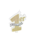 Bougie 1er anniversaire paillettes champagne 10 x 8 cm