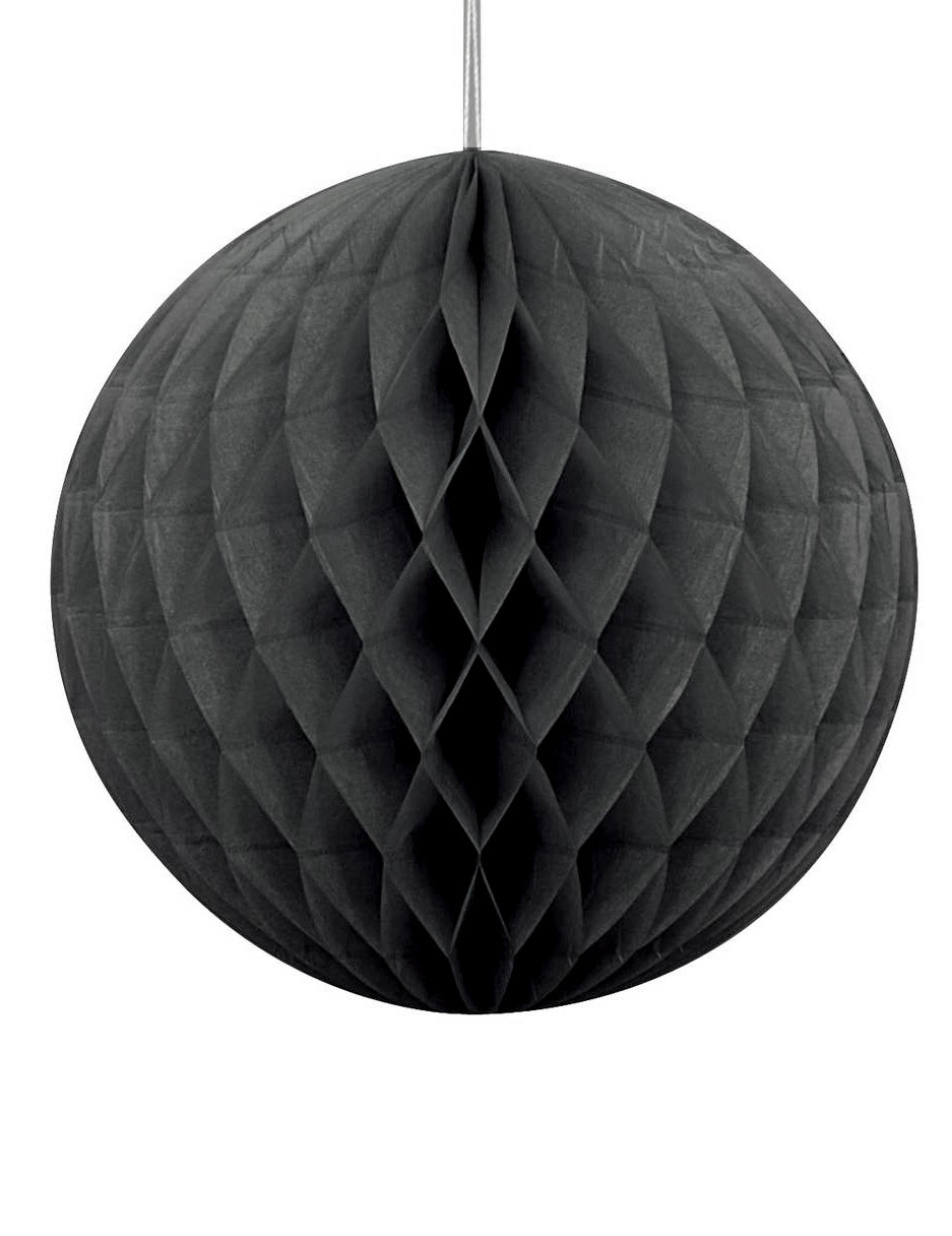Boule en papier alvéolé noir 20 cm