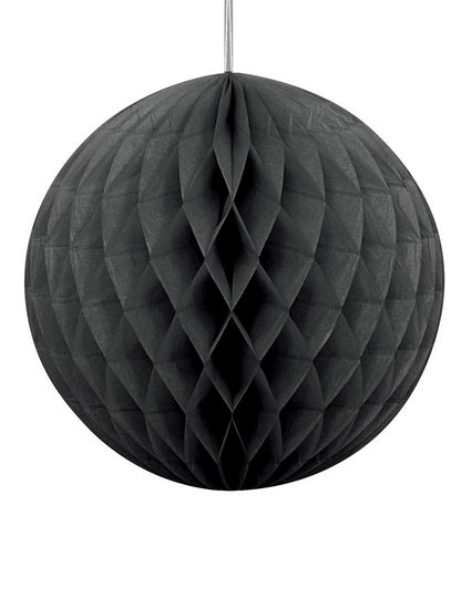 Boule en papier alvéolé noir 20 cm