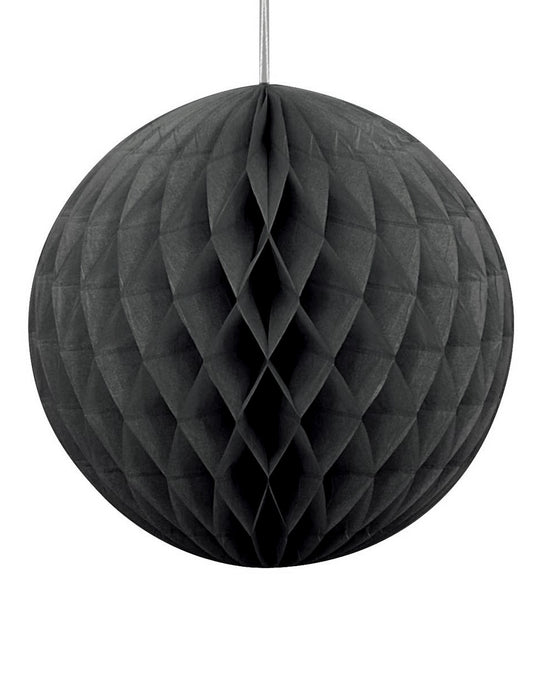 Boule en papier alvéolé noir 20 cm