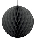 Boule en papier alvéolé noir 20 cm