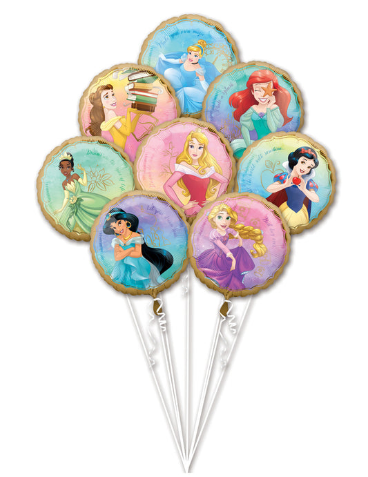 Bouquet 8 ballons aluminium Princesses Disney