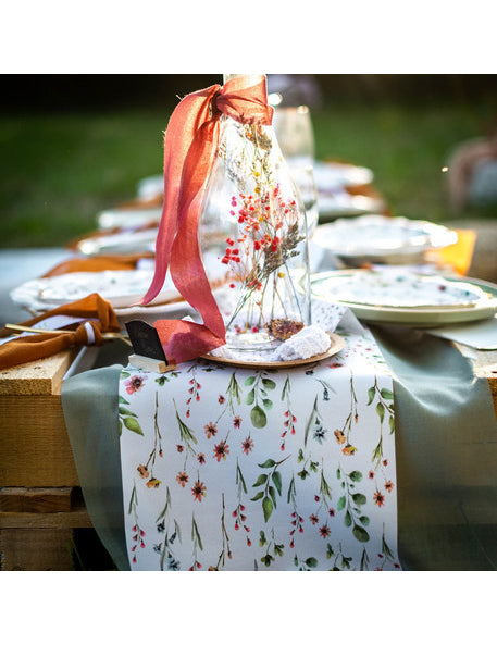 Bouteille avec fleurs séchées colorées 12 x 32 cm