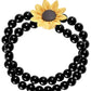 Bracelet perles tournesol hippie noir adulte