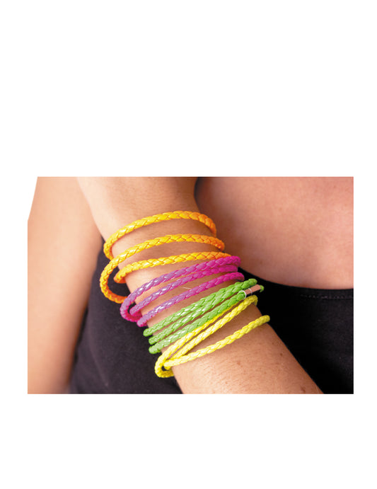 Bracelet tressé rose fluo adulte