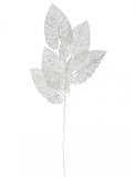 Branche décorative 5 feuilles blanche 80 cm