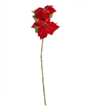 Branche fleur de poinsettia rouge 75 cm