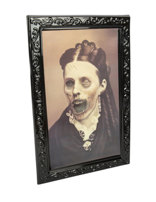 Cadre photo Halloween femme visage changeant 38 cm