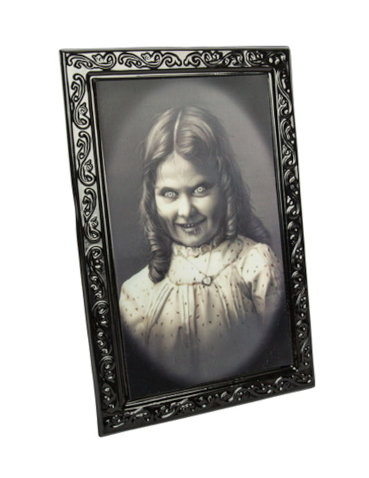 Cadre photo Halloween fillette visage changeant 38 cm