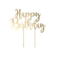 Cake topper en carton happy birthday doré métallisé 22,5 cm