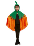 Cape citrouille à capuche velours orange enfant