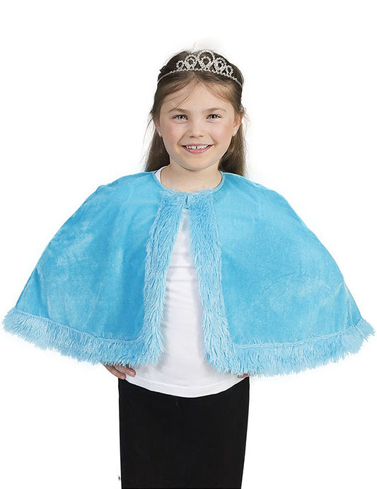 Cape en peluche bleue fille