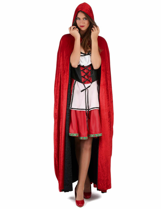 Cape vampire velours rouge et noire réversible luxe adulte