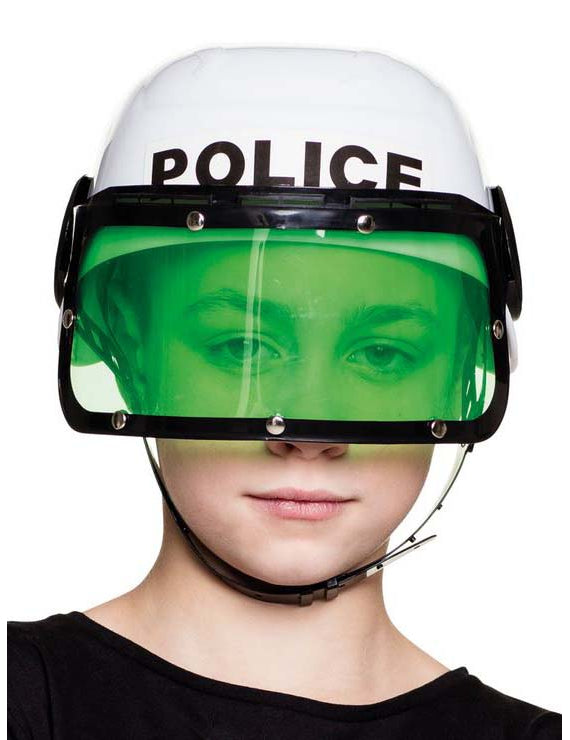 Casque police blanc enfant