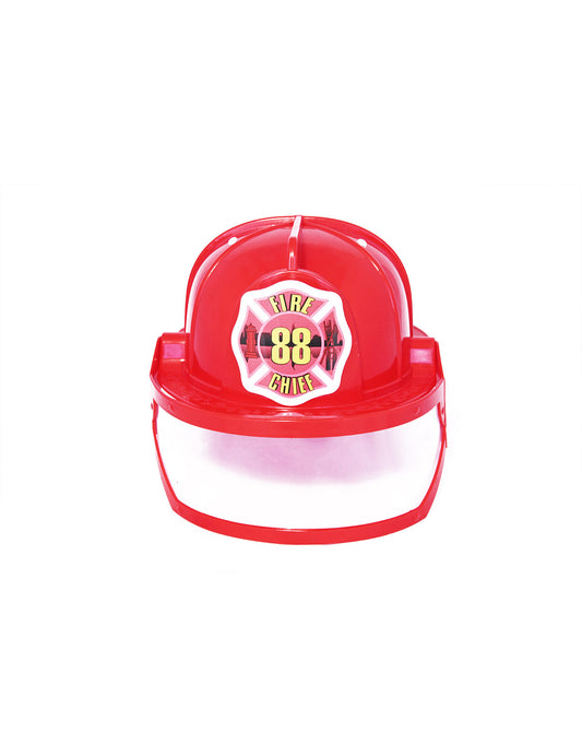 Casque pompier rouge avec visière enfant