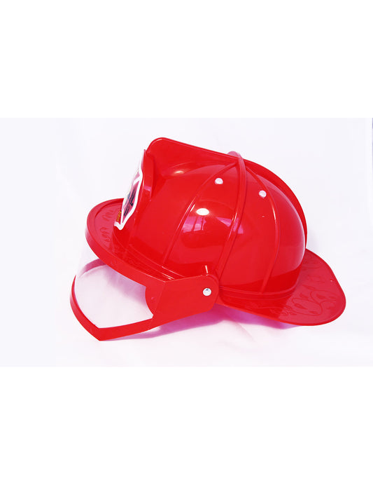 Casque pompier rouge avec visière enfant