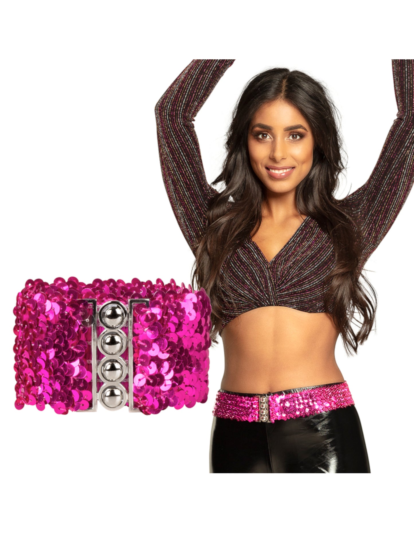 Ceinture à sequins fuschia adulte