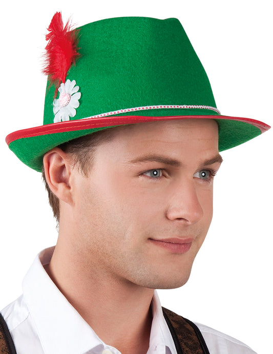 Chapeau bavarois vert à plume adulte