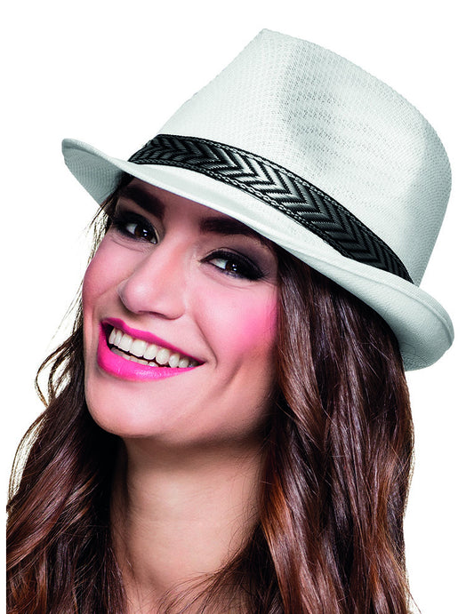 Chapeau borsalino trilby blanc adulte