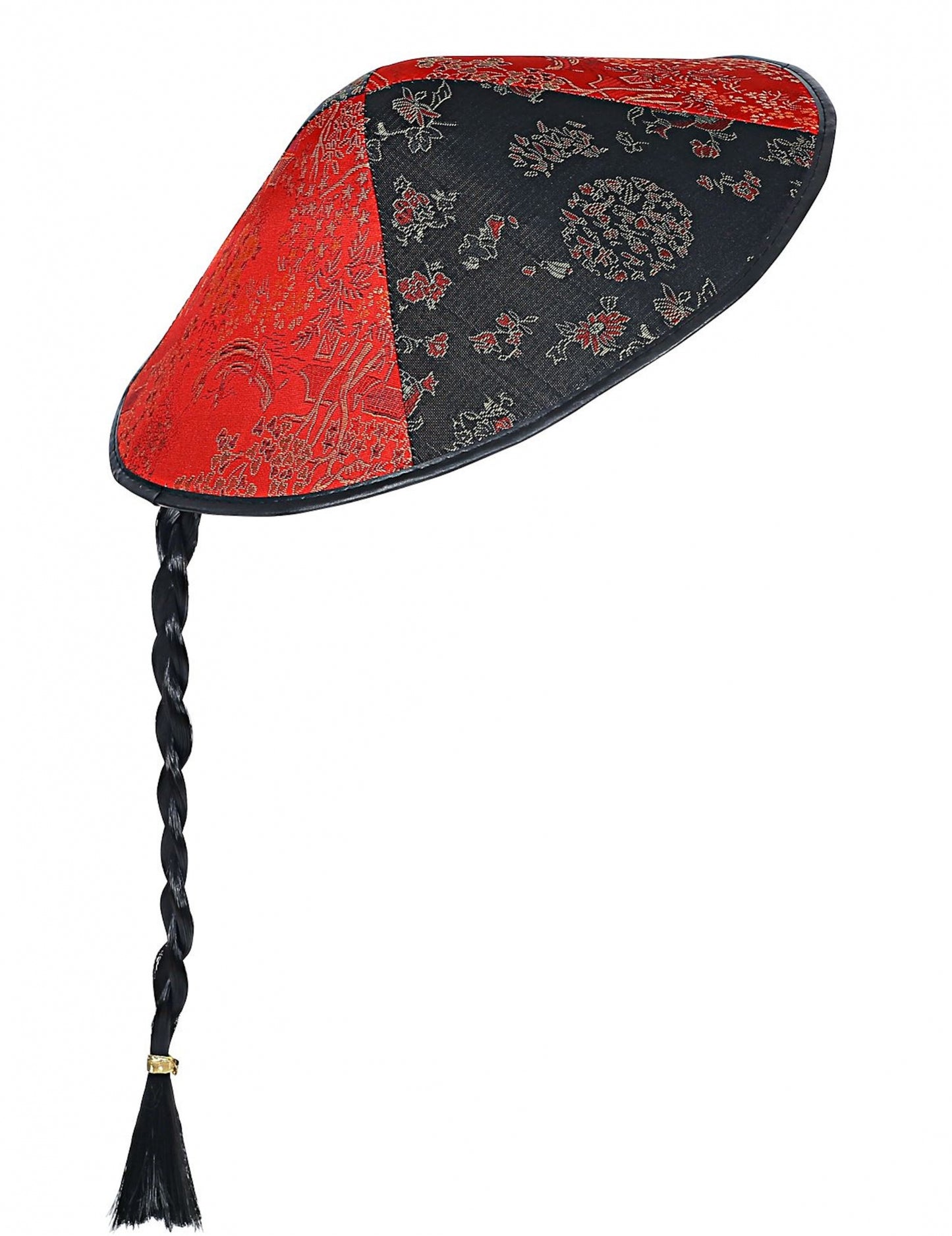 Chapeau chinois avec tresse noire