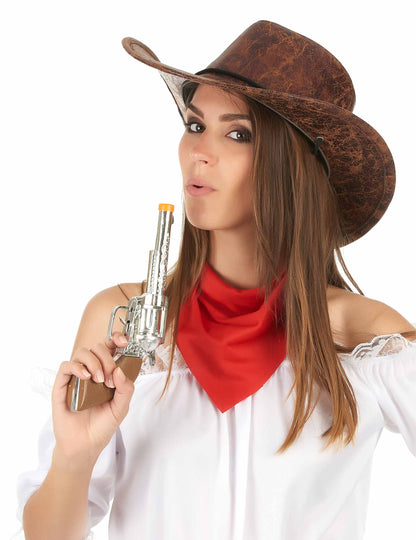 Chapeau de cowboy marron imitation cuir adulte