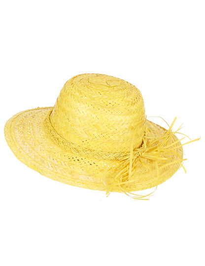 Chapeau de paille vintage jaune femme