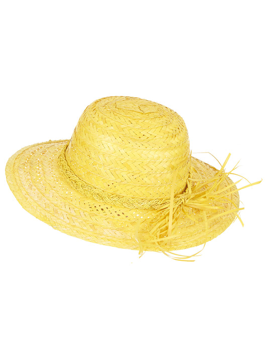 Chapeau de paille vintage jaune femme
