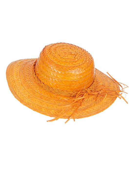 Chapeau de paille vintage orange femme