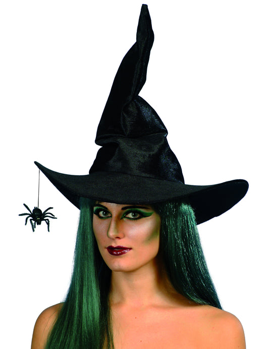 Chapeau sorcière noir avec araignée femme Halloween