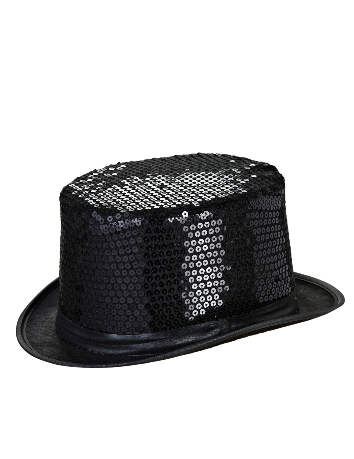 Chapeau haut de forme noir à sequins contour noir adulte