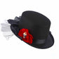 Chapeau haut de forme noir tête de mort fleur rouge Dia de los muertos adulte