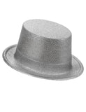 Chapeau haut de forme plastique pailleté argent adulte