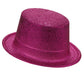 Chapeau haut de forme plastique pailleté fuschia adulte