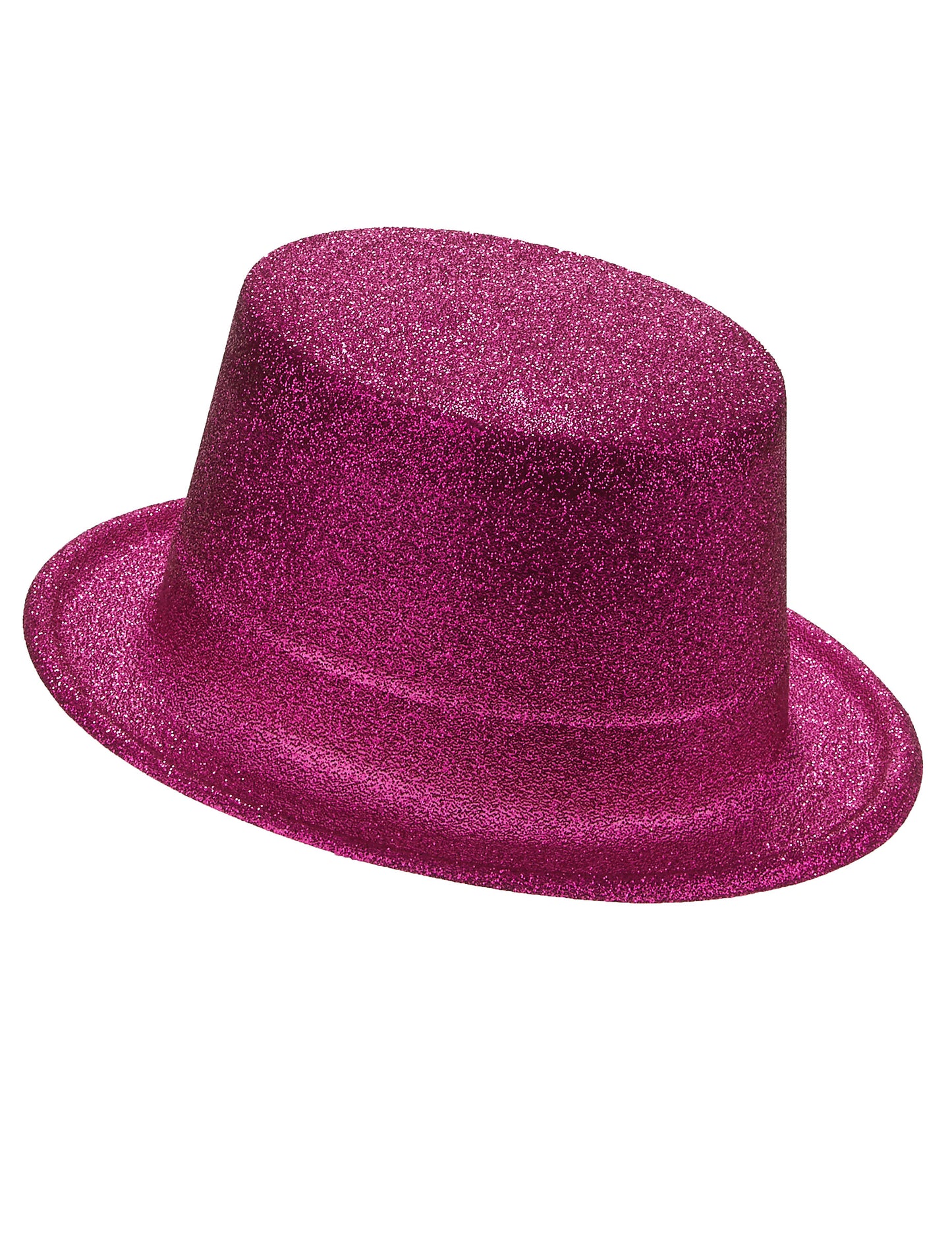 Chapeau haut de forme plastique pailleté fuschia adulte