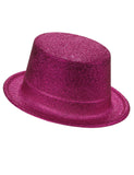 Chapeau haut de forme plastique pailleté fuschia adulte