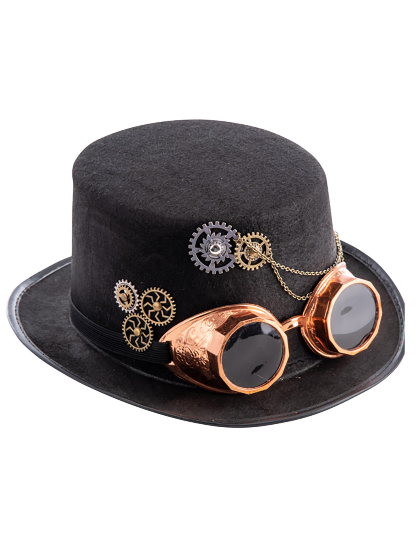 Chapeau haut de forme steampunk en feutre avec lunettes adulte