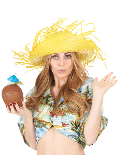 Chapeau Hawaï jaune adulte